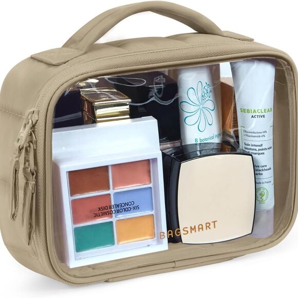 Clear TSA-Approved Toiletry Bag, Puffy Edges Travel Makeup Bag, Large Opening wi - Picture 1 of 6